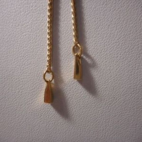 "Gold Tone Fan Lariat Necklace " - Picture 3 of 8